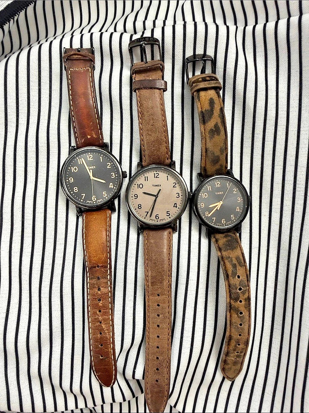 Timex Easy Reader Quartz Leather Strap Watch Set of 3 in Brown & Black